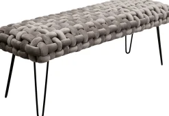 Hot KARE Design Ławka do przedpokoju w kolorze szarym nogi czarne stalowe 128 cm - KARE