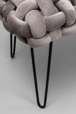 Hot KARE Design Ławka do przedpokoju w kolorze szarym nogi czarne stalowe 128 cm - KARE