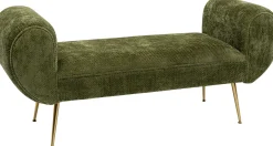 Sale KARE Design Ławka do przedpokoju zielona tapicerowana nogi złote 140 cm - KARE