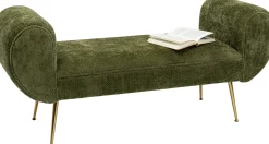 Sale KARE Design Ławka do przedpokoju zielona tapicerowana nogi złote 140 cm - KARE