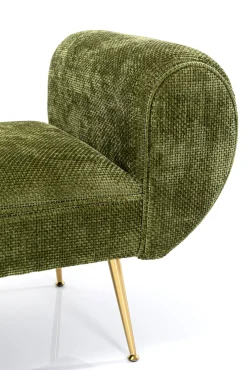 Sale KARE Design Ławka do przedpokoju zielona tapicerowana nogi złote 140 cm - KARE