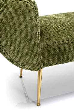 Sale KARE Design Ławka do przedpokoju zielona tapicerowana nogi złote 140 cm - KARE