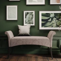 New KARE Design Ławka Motley Velvet 110x61 cm srebrnoszara - KARE