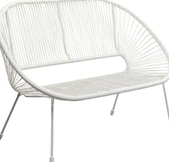 Discount KARE Design Ławka ogrodowa biała żyłkowa 121 cm - KARE