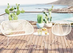 Discount KARE Design Ławka ogrodowa biała żyłkowa 121 cm - KARE