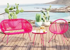 Online KARE Design Ławka ogrodowa różowa żyłkowa 121 cm - KARE