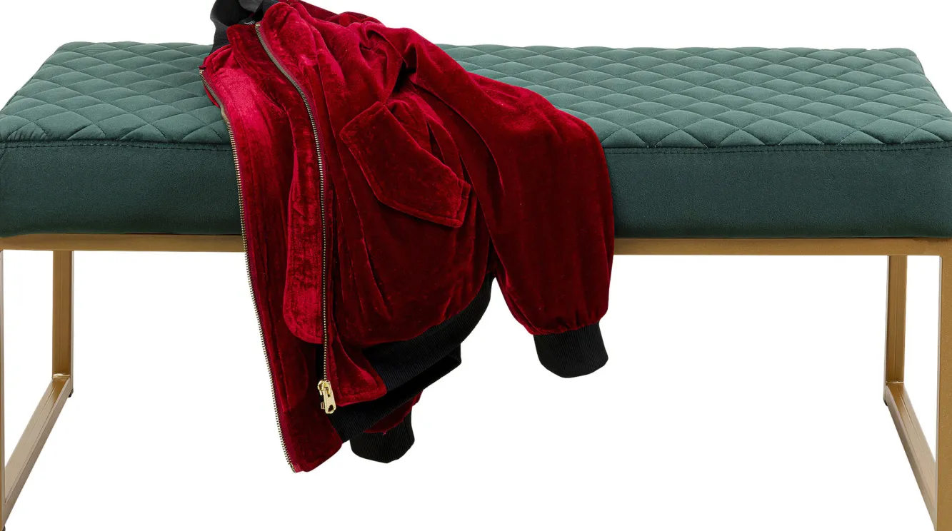 Clearance KARE Design Ławka Smart 90x40 cm ciemnozielona - nogi złote - KARE