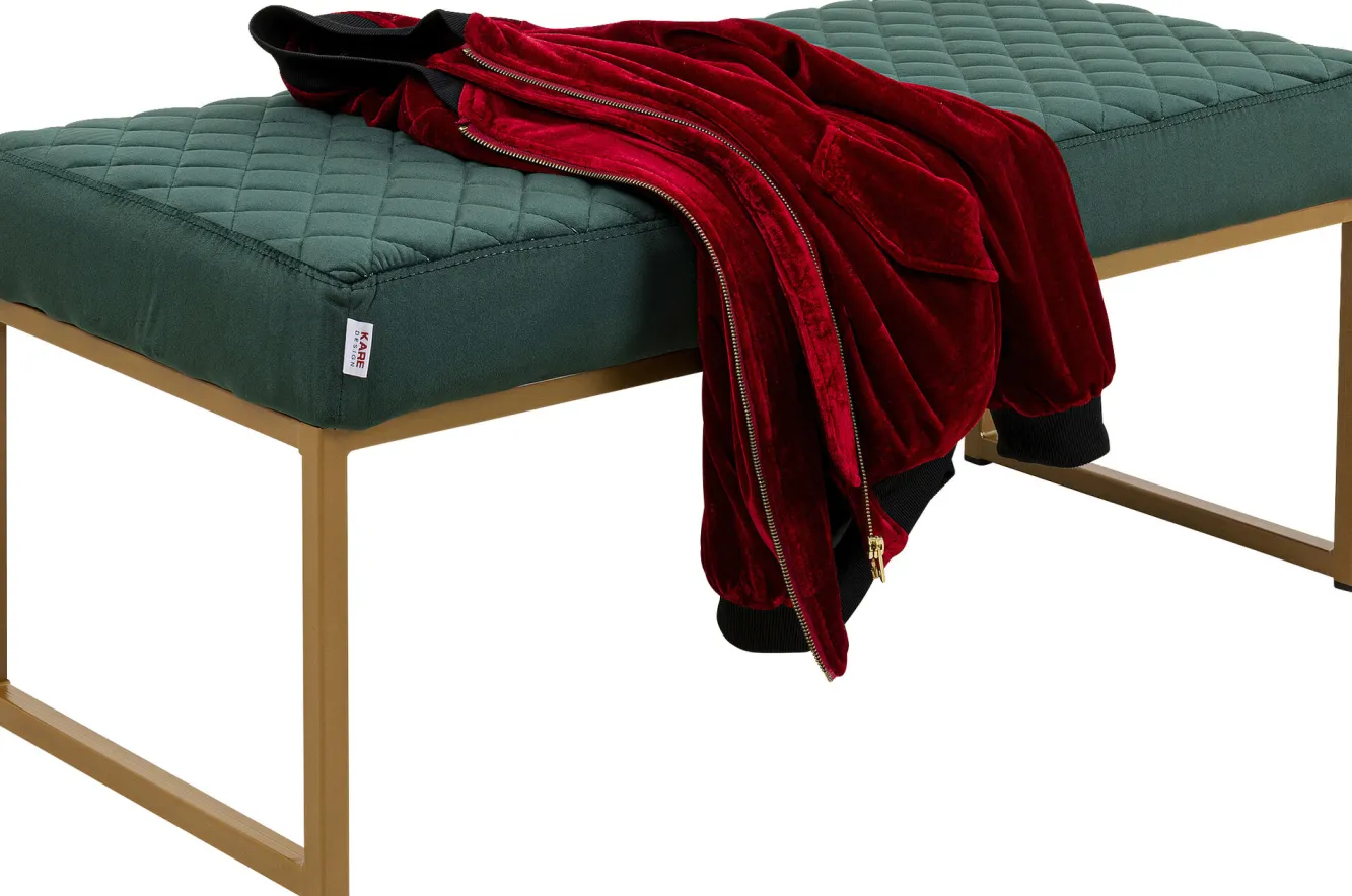Clearance KARE Design Ławka Smart 90x40 cm ciemnozielona - nogi złote - KARE