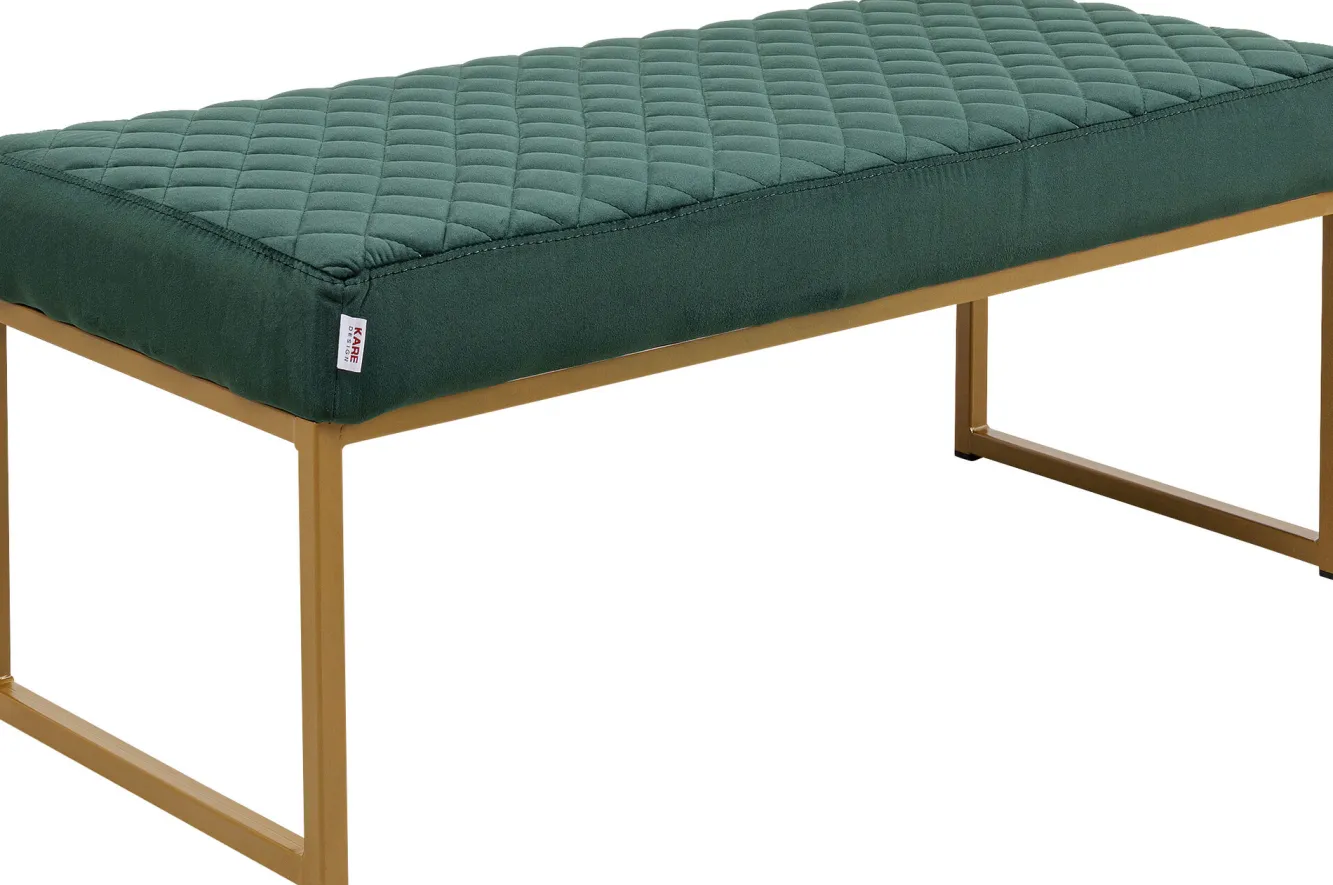 Clearance KARE Design Ławka Smart 90x40 cm ciemnozielona - nogi złote - KARE