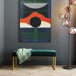 Clearance KARE Design Ławka Smart 90x40 cm ciemnozielona - nogi złote - KARE