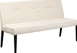 Hot KARE Design Ławka z oparciem kremowa nogi drewniane czarne 165 cm - KARE