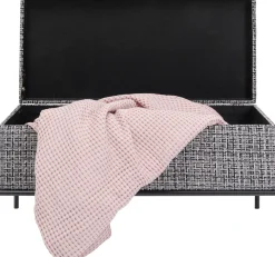 Best KARE Design Ławka ze schowkiem Buttons Storage 80x43 cm czarno-biała - KARE