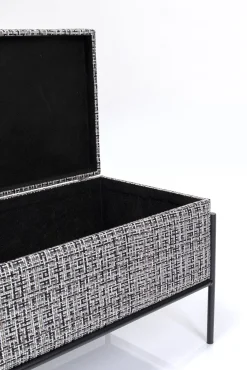 Best KARE Design Ławka ze schowkiem Buttons Storage 80x43 cm czarno-biała - KARE