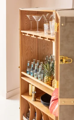 Fashion KARE Design Barek na kółkach West Coast 60x152 cm brązowy ekoskóra - KARE