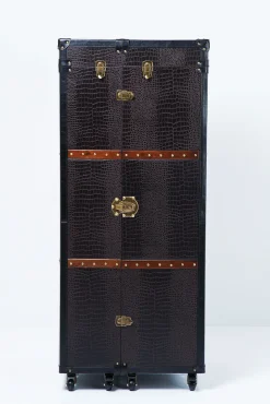 Outlet KARE Design Barek rozkładany skrzynia na kółkach czarno-brązowy 60x153 cm - KARE