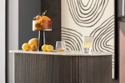 Best KARE Design Barek z drewna mango blat marmurowy 120x110 cm - KARE