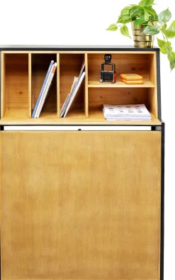 Fashion KARE Design Biurko składane z półkami drewno kauczukowe naturalne i stal czarna 106x117 cm - KARE