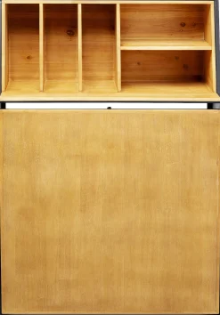 Fashion KARE Design Biurko składane z półkami drewno kauczukowe naturalne i stal czarna 106x117 cm - KARE