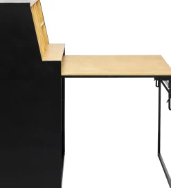 Fashion KARE Design Biurko składane z półkami drewno kauczukowe naturalne i stal czarna 106x117 cm - KARE