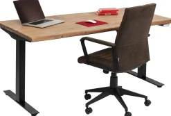 Sale KARE Design Biurko z elek. regulacją wysokości Harmony 160x80 cm akacja - nogi czarne - KARE