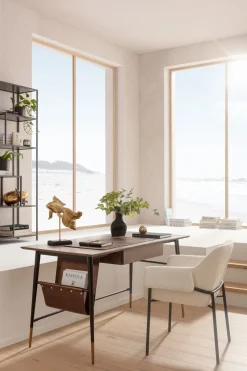 Online KARE Design Biurko z szufladą brązowe MDF 153x71 cm skóra naturalna - KARE