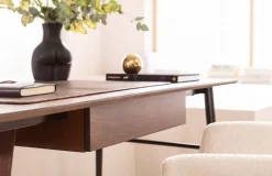 Online KARE Design Biurko z szufladą brązowe MDF 153x71 cm skóra naturalna - KARE