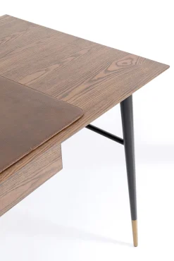 Online KARE Design Biurko z szufladą brązowe MDF 153x71 cm skóra naturalna - KARE