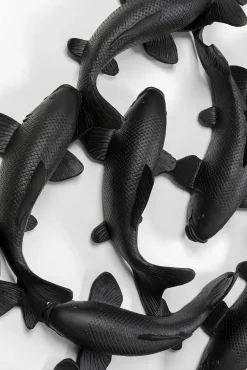 Best KARE Design Dekoracja ścienna czarna ryba Koi włókno szklane Ø160 cm - KARE