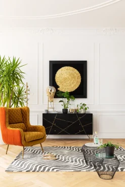 Fashion KARE Design Dekoracja ścienna Golden Snail 120x120 cm czarno-złota - KARE