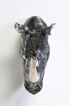 New KARE Design Dekoracja ścienna Head Rhino Antique 44x53 cm srebrno-szara - KARE