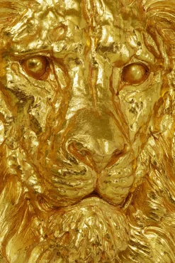 Fashion KARE Design Dekoracja ścienna Lion Head 90x100 cm złota - KARE
