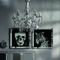 Sale KARE Design Dekoracja ścienna Mirror Leopard 80x80 cm srebrno-czarna - KARE