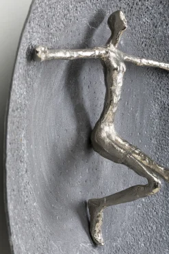 Outlet KARE Design Dekoracja ścienna okrągła srebrna motyw człowieka Ø60 cm - KARE