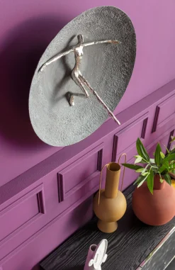 Outlet KARE Design Dekoracja ścienna okrągła srebrna motyw człowieka Ø60 cm - KARE