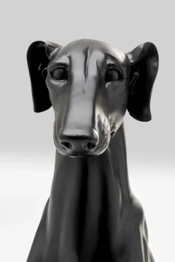 Fashion KARE Design Dekoracja stojąca Greyhound Bruno 44x80 cm czarna matowa - KARE