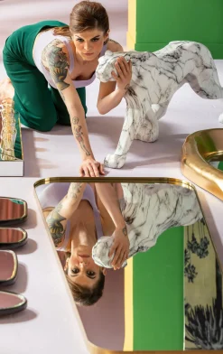 Hot KARE Design Dekoracja stojąca Leopard Marble 129 cm - KARE