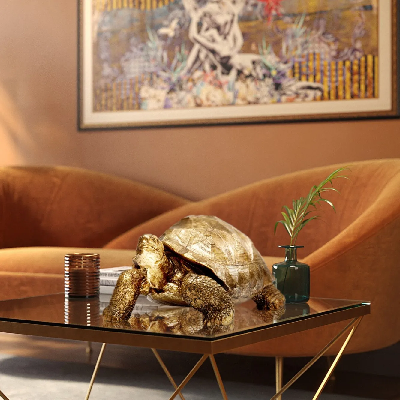 Outlet KARE Design Dekoracja stojąca Turtle 60x32 cm złota - KARE