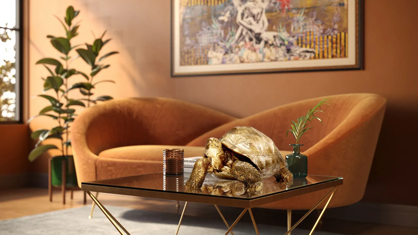 Outlet KARE Design Dekoracja stojąca Turtle 60x32 cm złota - KARE