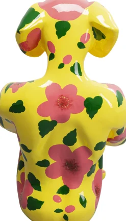 Outlet KARE Design Dekoracja stojąca żółty pies z motywem kwiatowym 66x80 cm - KARE