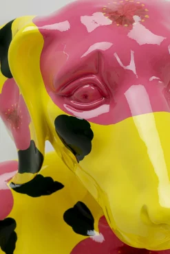 Outlet KARE Design Dekoracja stojąca żółty pies z motywem kwiatowym 66x80 cm - KARE