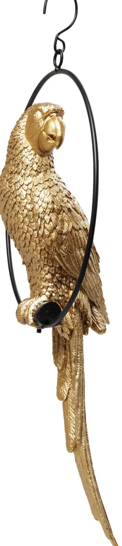 Outlet KARE Design Dekoracja wisząca Swinging Parrot 27x57 cm złota - KARE