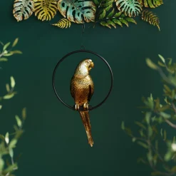 Outlet KARE Design Dekoracja wisząca Swinging Parrot 27x57 cm złota - KARE
