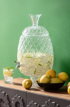 Best KARE Design Dyspenser do napojów szklany transparentny ananas Ø26x50 cm - KARE