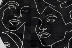 Best KARE Design Dywan czarny okrągły twarze skóra naturalna Ø250 cm - KARE