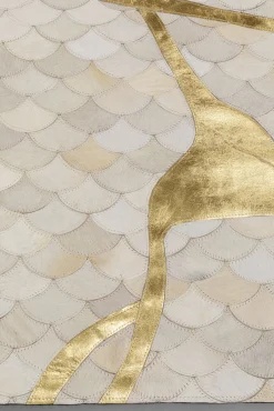 Outlet KARE Design Dywan do salonu prostokątny skórzany w kolorze kremowym 170x240 cm - KARE