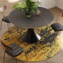 Fashion KARE Design Dywan okrągły żółty wiskoza i bawełna Ø200 cm - KARE