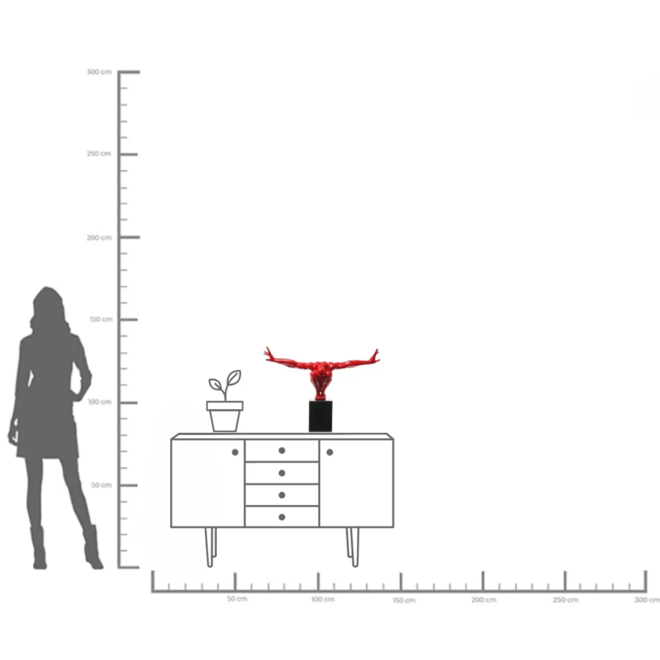 Hot KARE Design Figurka dekoracyjna Athlet 75x42 cm czerwona - KARE