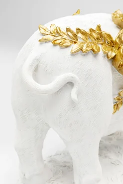 Clearance KARE Design Figurka dekoracyjna biała świnia i złote kwiaty 35x21 cm - KARE