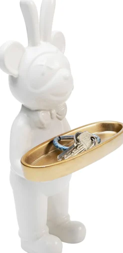 Outlet KARE Design Figurka dekoracyjna biała lokaj ze złotą tacką 29 cm - KARE