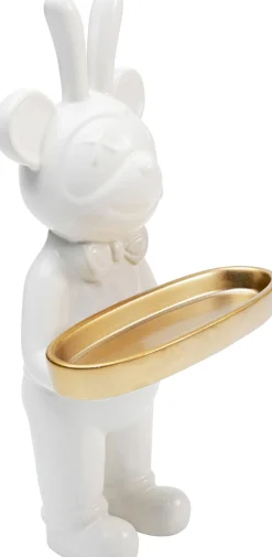 Outlet KARE Design Figurka dekoracyjna biała lokaj ze złotą tacką 29 cm - KARE